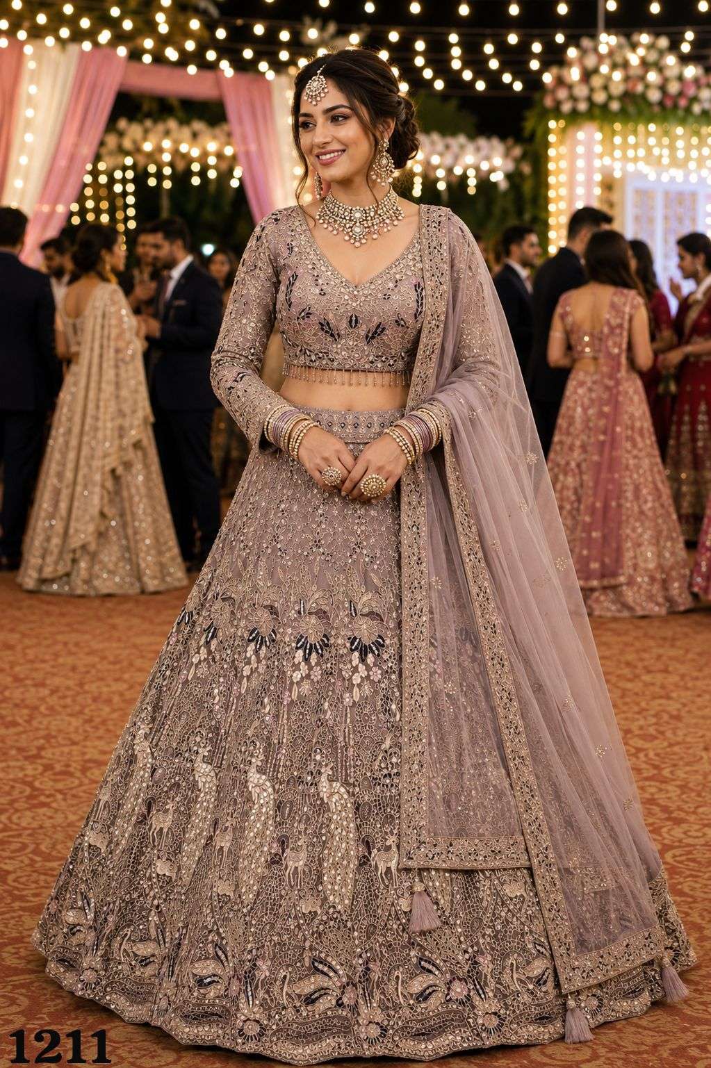 Mrudangi Gurpreet Net Thread With Zari Embroidery Work Lehenga - Amrah Wholesale