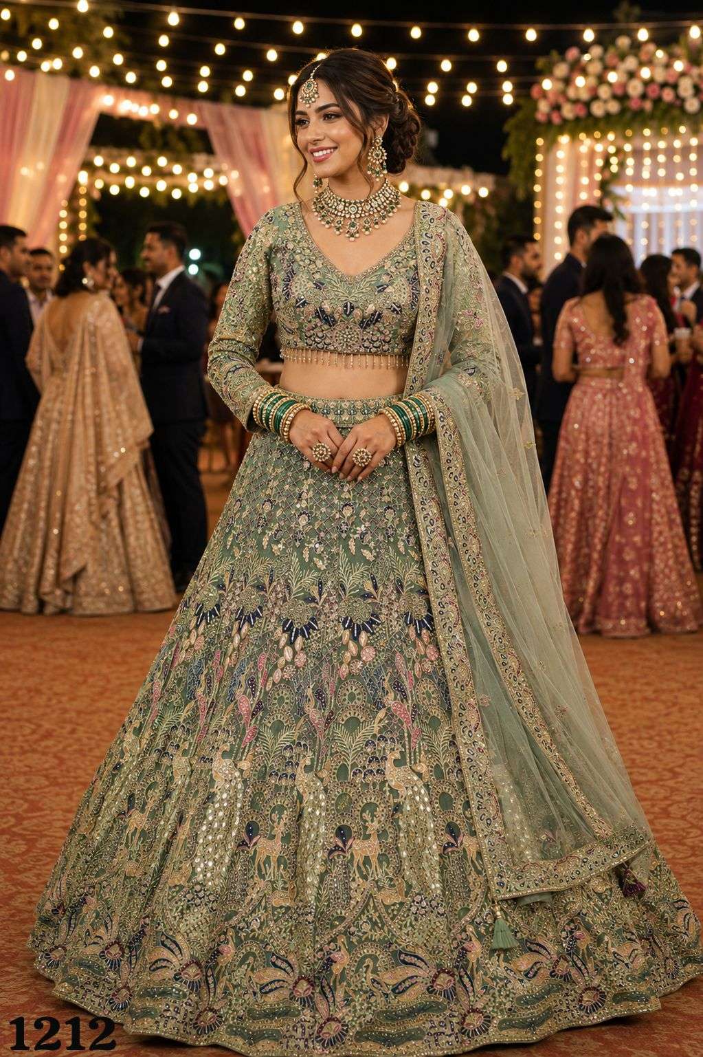 Mrudangi Gurpreet Net Thread With Zari Embroidery Work Lehenga - Amrah Wholesale