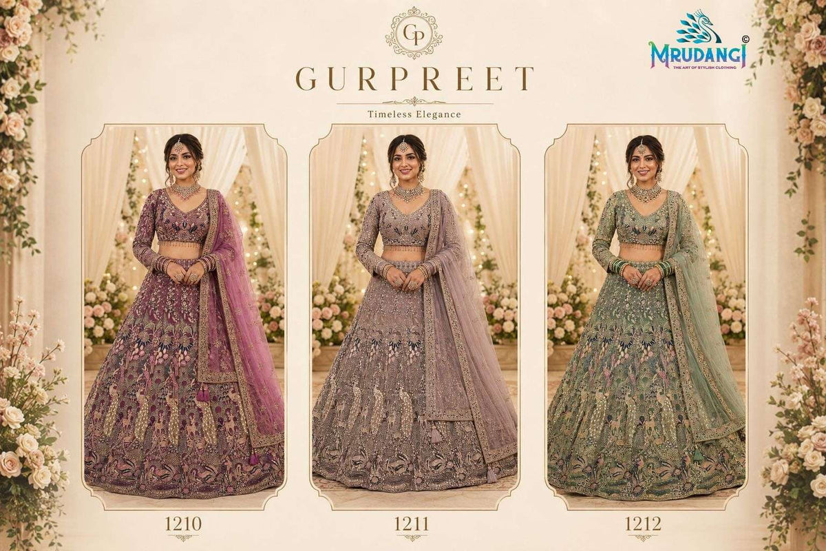 Mrudangi Gurpreet Net Thread With Zari Embroidery Work Lehenga - Amrah Wholesale