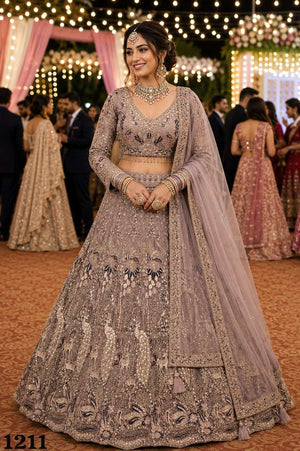 Mrudangi Gurpreet Net Thread With Zari Embroidery Work Lehenga