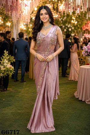Mrudangi Harshita Satin Crush Heavy Work Saree - Amrah Wholesale
