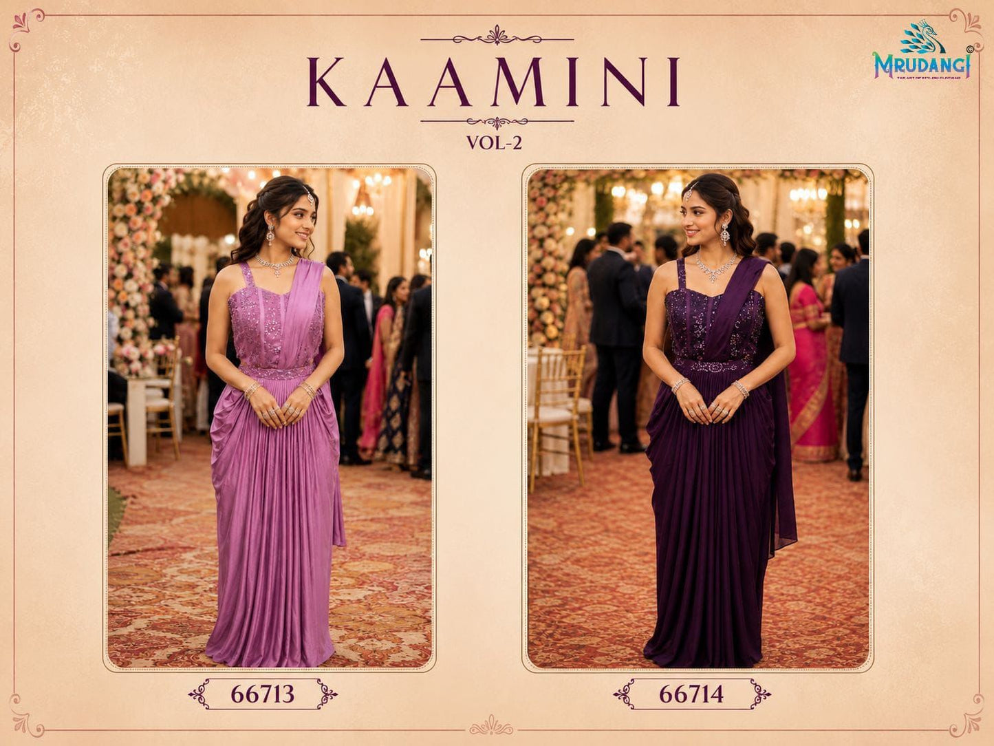 Mrudangi Kaamini Vol 2 Lycra Designer Gown Concept Ready To Wear Saree