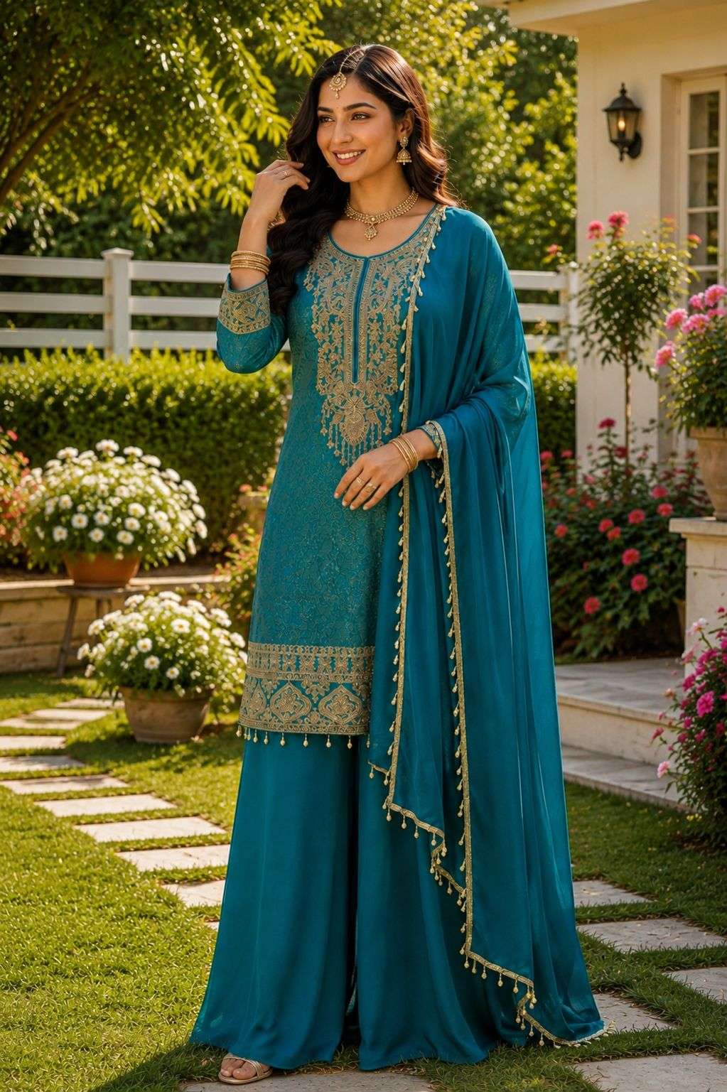 MRUDANGI LISA Viscose Jacquard Silk Embroidered Salwar Suit Set Wholesale - Amrah Wholesale