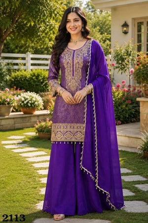 MRUDANGI LISA Viscose Jacquard Silk Embroidered Salwar Suit Set Wholesale - Amrah Wholesale