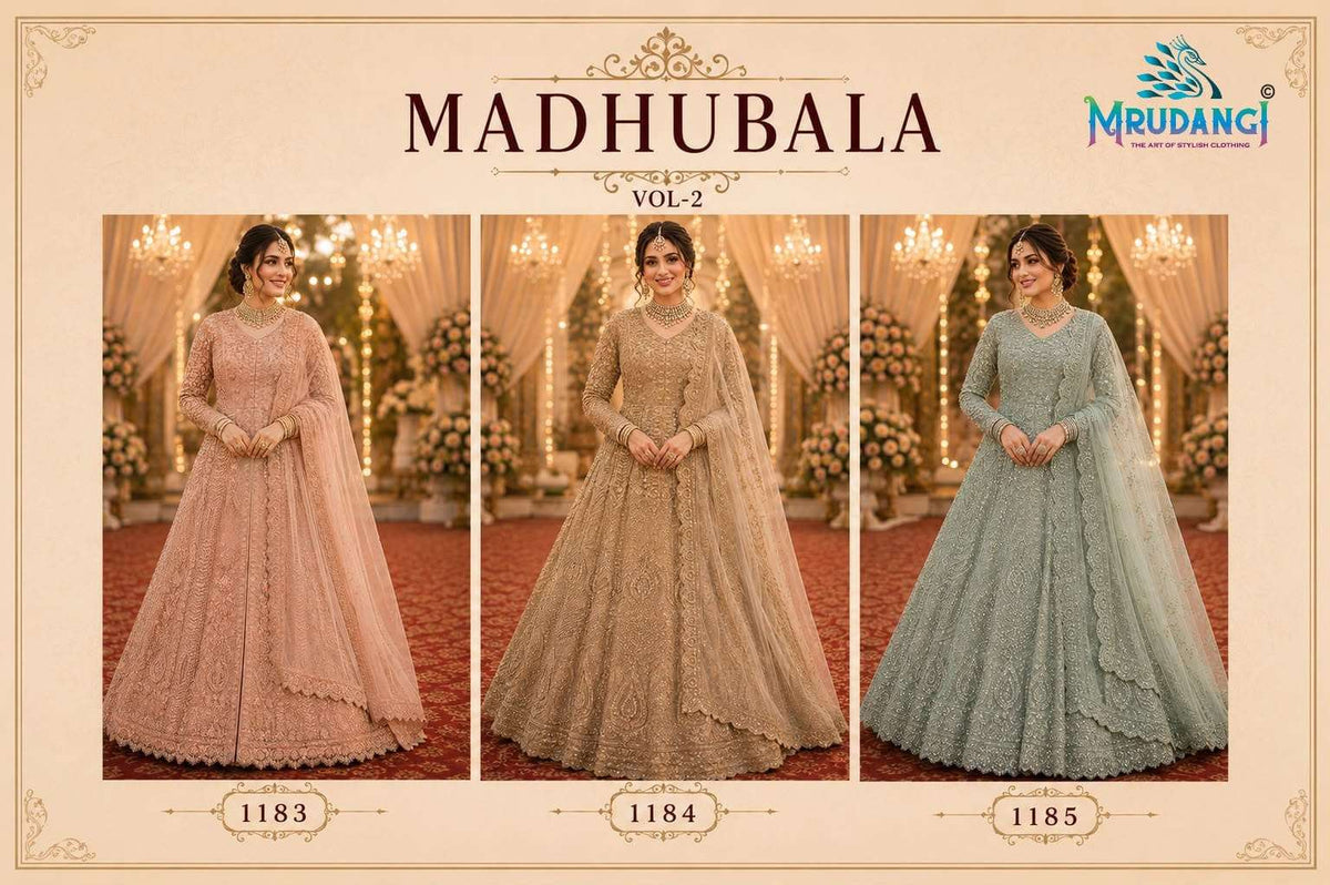 Mrudangi Madhubala Vol-2 Premium Net Embroidery Sequence Work Lehenga - Amrah Wholesale