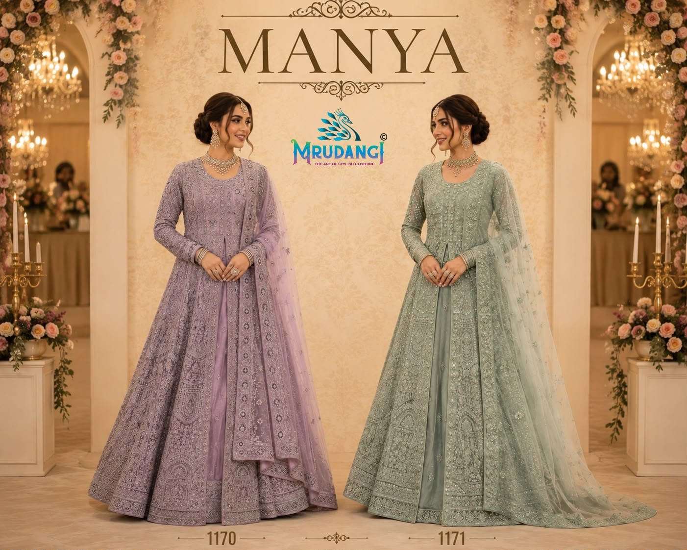 MRUDANGI MANYA Premium Net Heavy Embroidered Sequence Stone Work Lehenga