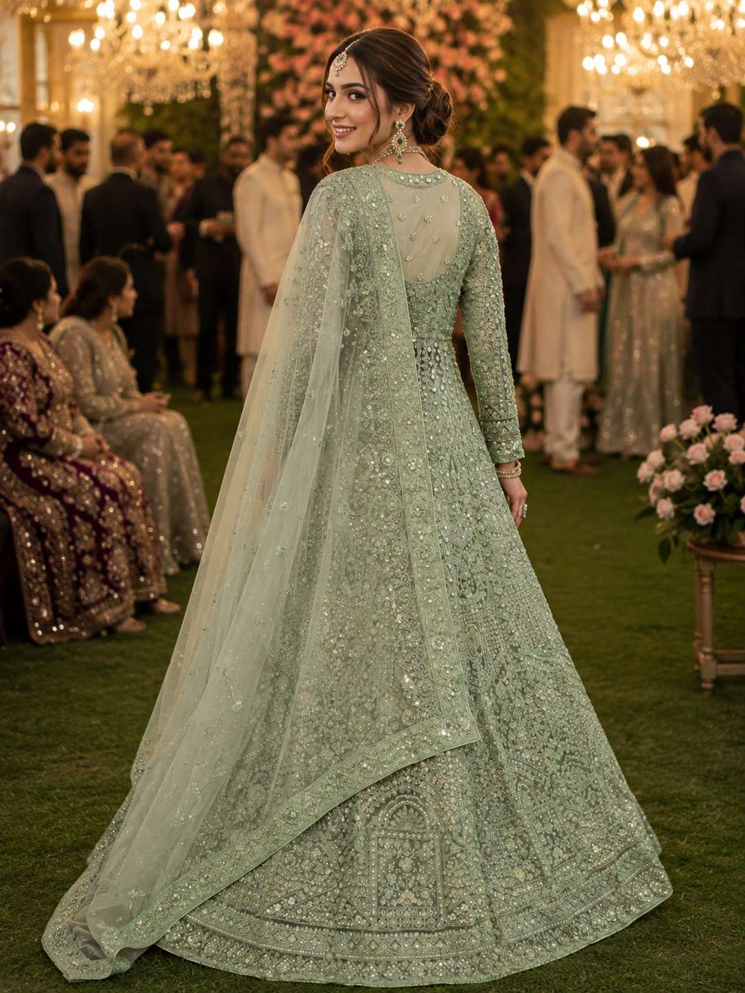MRUDANGI MANYA Premium Net Heavy Embroidered Sequence Stone Work Lehenga