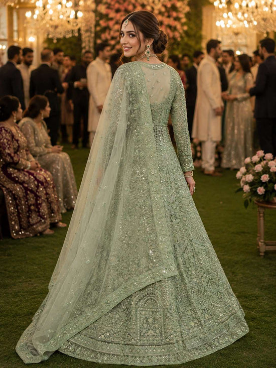 MRUDANGI MANYA Premium Net Heavy Embroidered Sequence Stone Work Lehenga