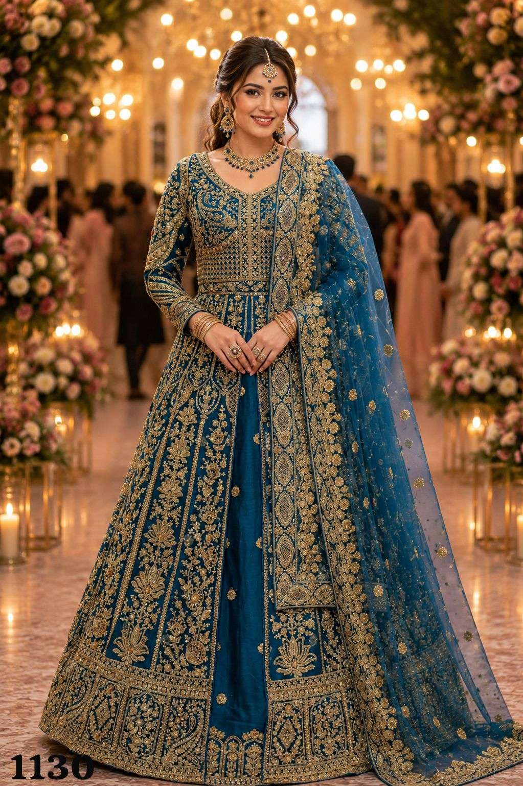 MRUDANGI MEHER Premium Net Embroidered Sequins Stone Work Lehenga