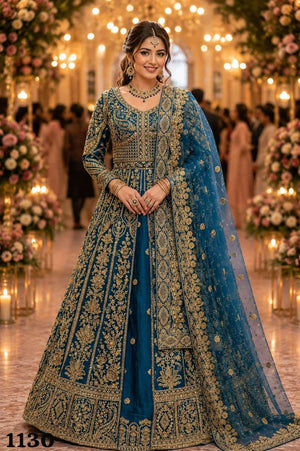 MRUDANGI MEHER Premium Net Embroidered Sequins Stone Work Lehenga