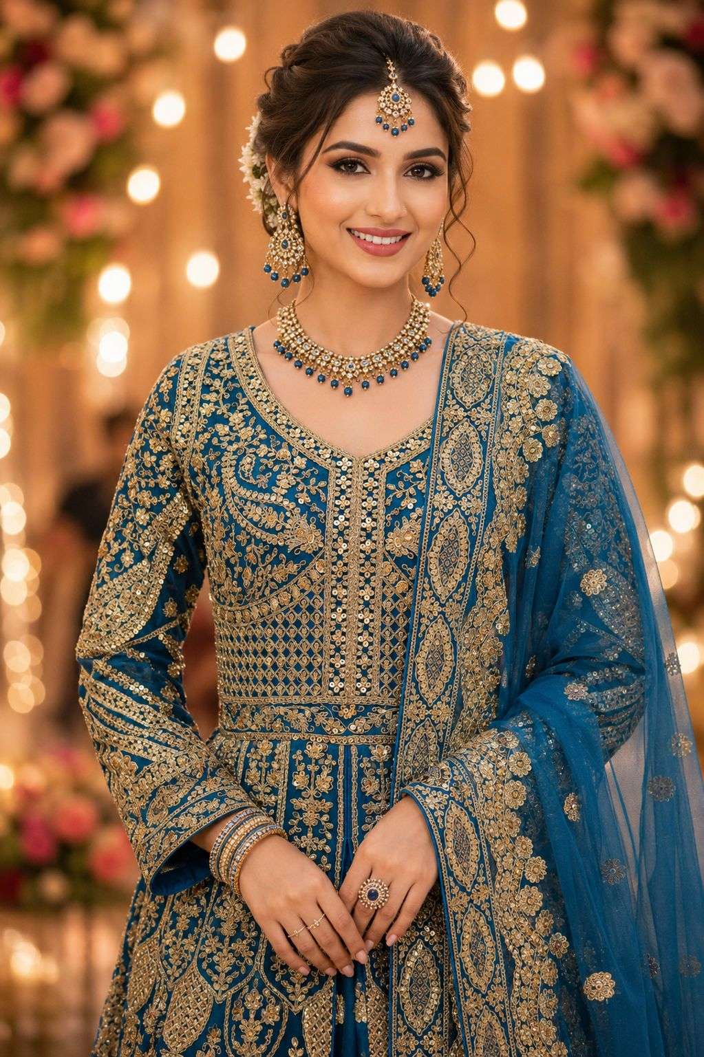 MRUDANGI MEHER Premium Net Embroidered Sequins Stone Work Lehenga
