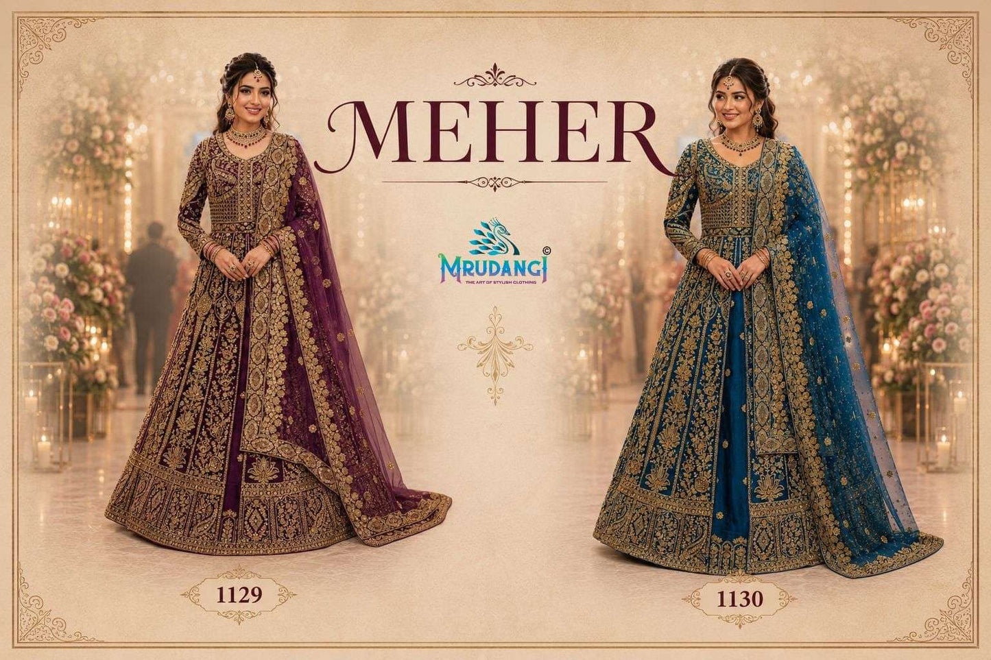 MRUDANGI MEHER Premium Net Embroidered Sequins Stone Work Lehenga