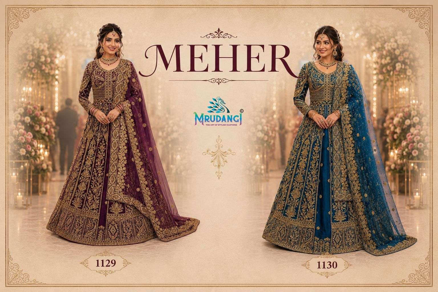 MRUDANGI MEHER Premium Net Embroidered Sequins Stone Work Lehenga
