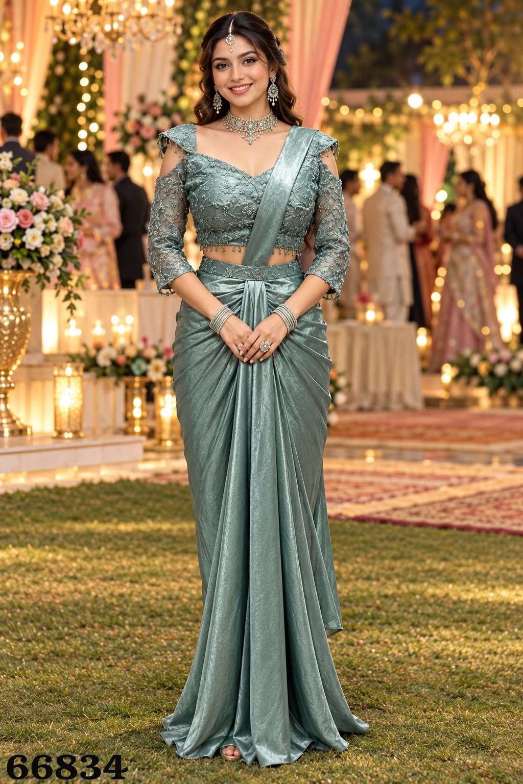 MRUDANGI MEROLINE Satin Crush Ready To Wear Saree