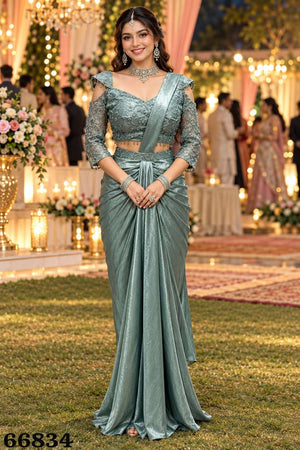 MRUDANGI MEROLINE Satin Crush Ready To Wear Saree