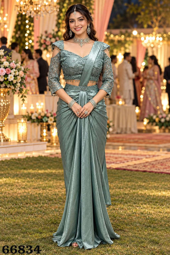 MRUDANGI MEROLINE Satin Crush Ready To Wear Saree