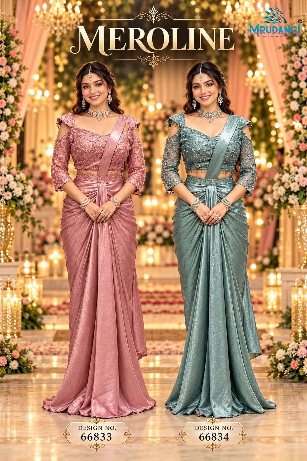 MRUDANGI MEROLINE Satin Crush Ready To Wear Saree