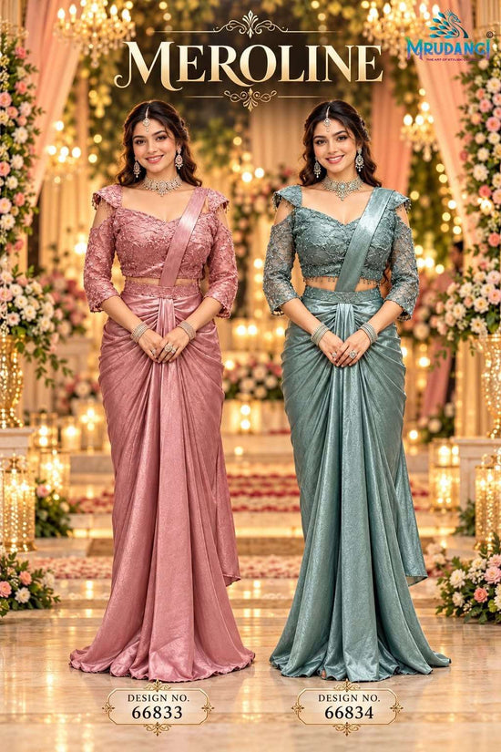 MRUDANGI MEROLINE Satin Crush Ready To Wear Saree