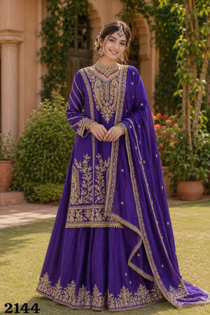 Mrudangi Mirza Chinon Silk Embroidered Pakistani Suit Set