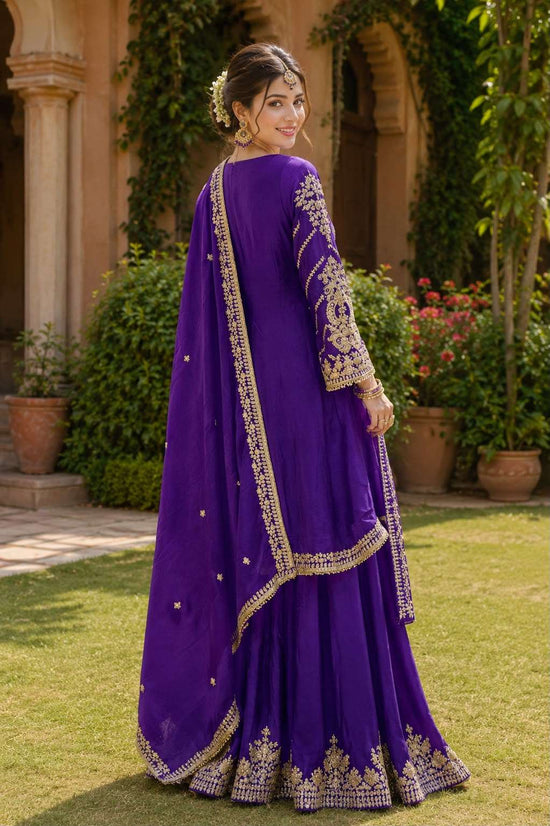 Mrudangi Mirza Chinon Silk Embroidered Pakistani Suit Set