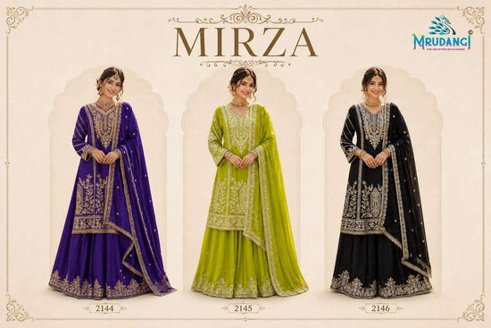 Mrudangi Mirza Chinon Silk Embroidered Pakistani Suit Set