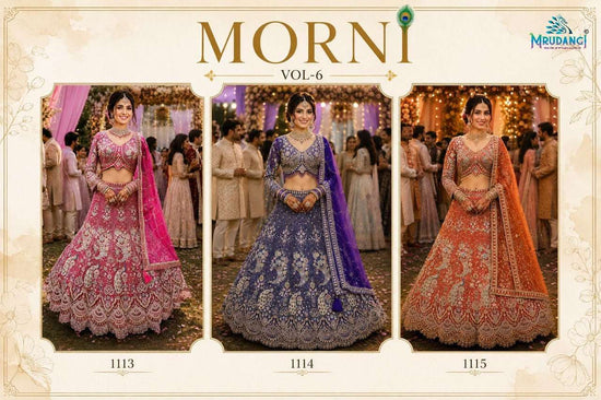MRUDANGI MORNI VOL-6 Premium Net Embroidered Lehenga - Amrah Wholesale