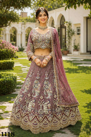 MRUDANGI Morni Vol 7 Premium Net Embroidered Lehenga - Amrah Wholesale