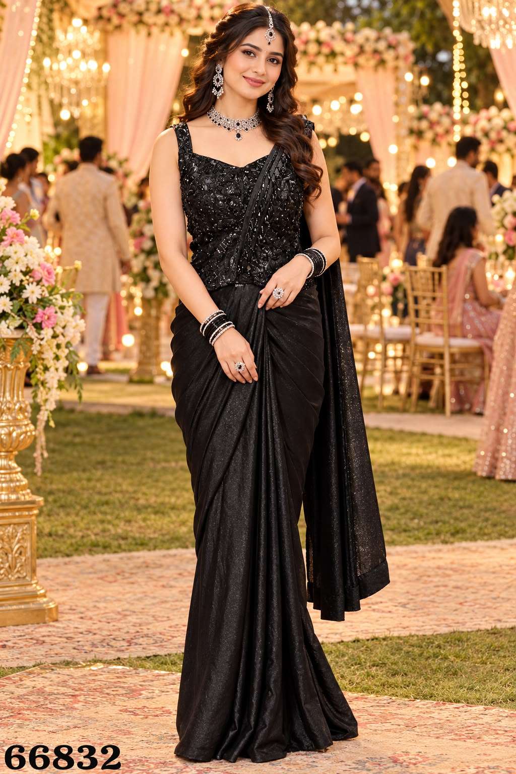 MRUDANGI NEHA Satin Embroidered Ready To Wear Saree