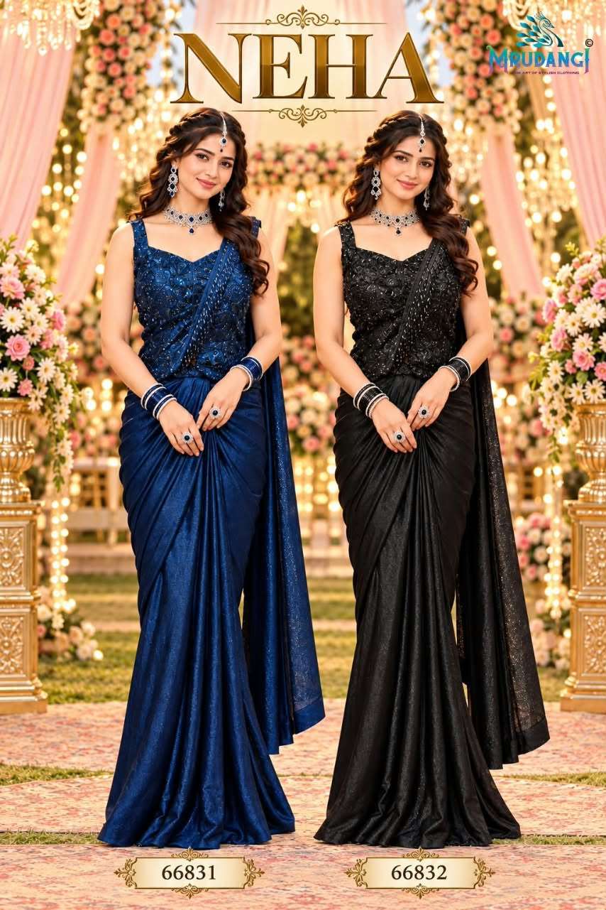 MRUDANGI NEHA Satin Embroidered Ready To Wear Saree