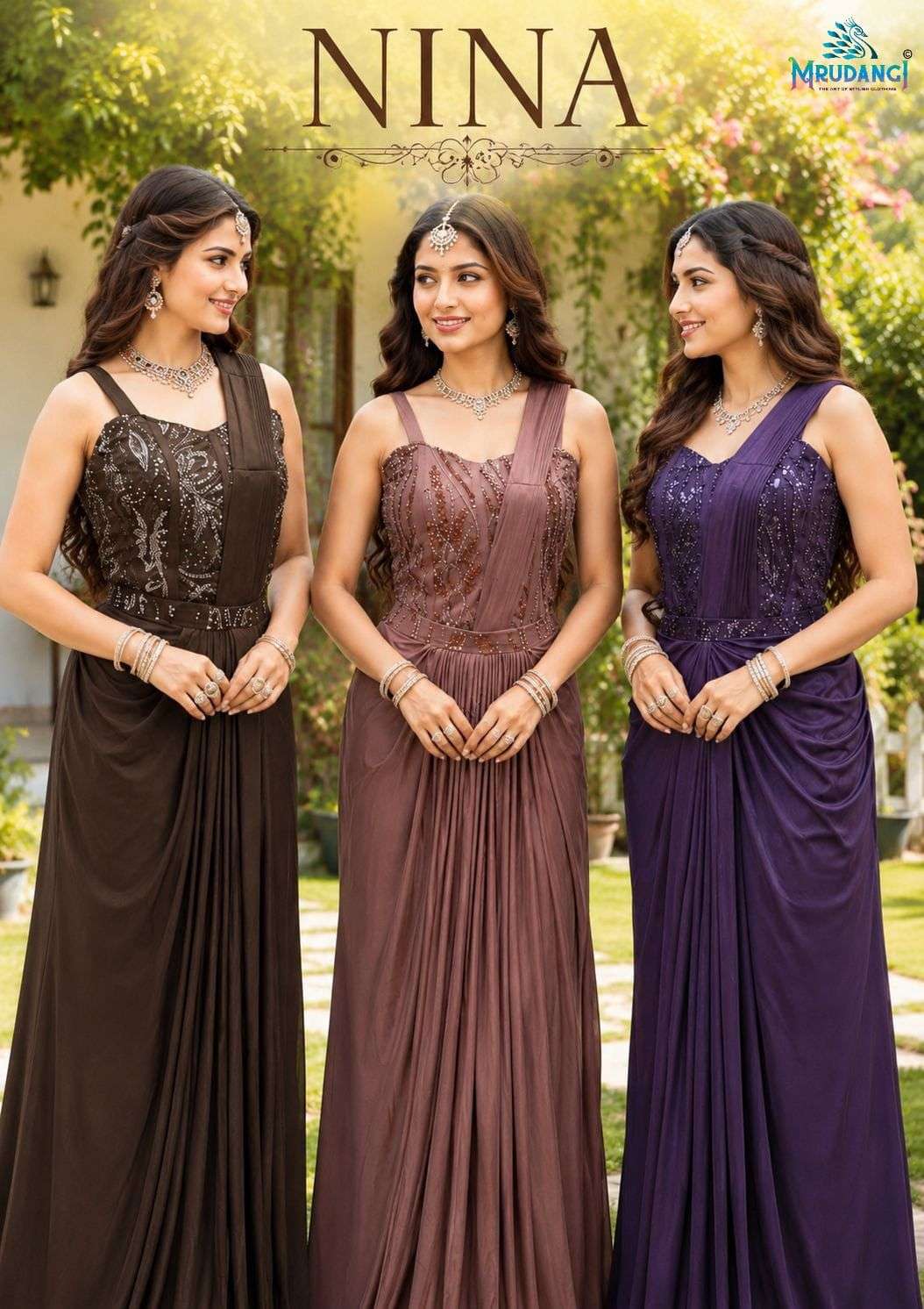 MRUDANGI NINA Lycra Silk Ready Wear Gown Saree