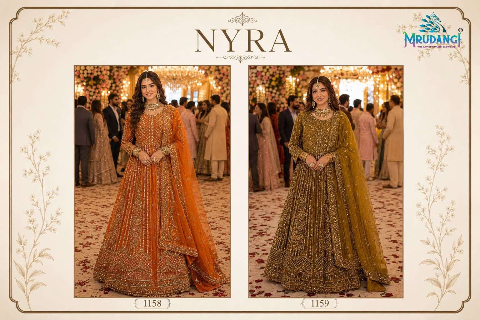 MRUDANGI NYRA Premium Net Embroidery Sequence Work Bridal Lehenga