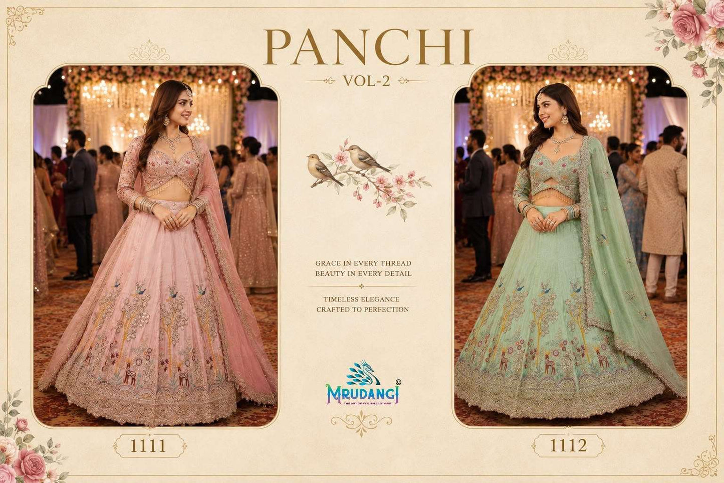 Mrudangi Panchi Vol-2 Premium Satin Lehenga - Amrah Wholesale