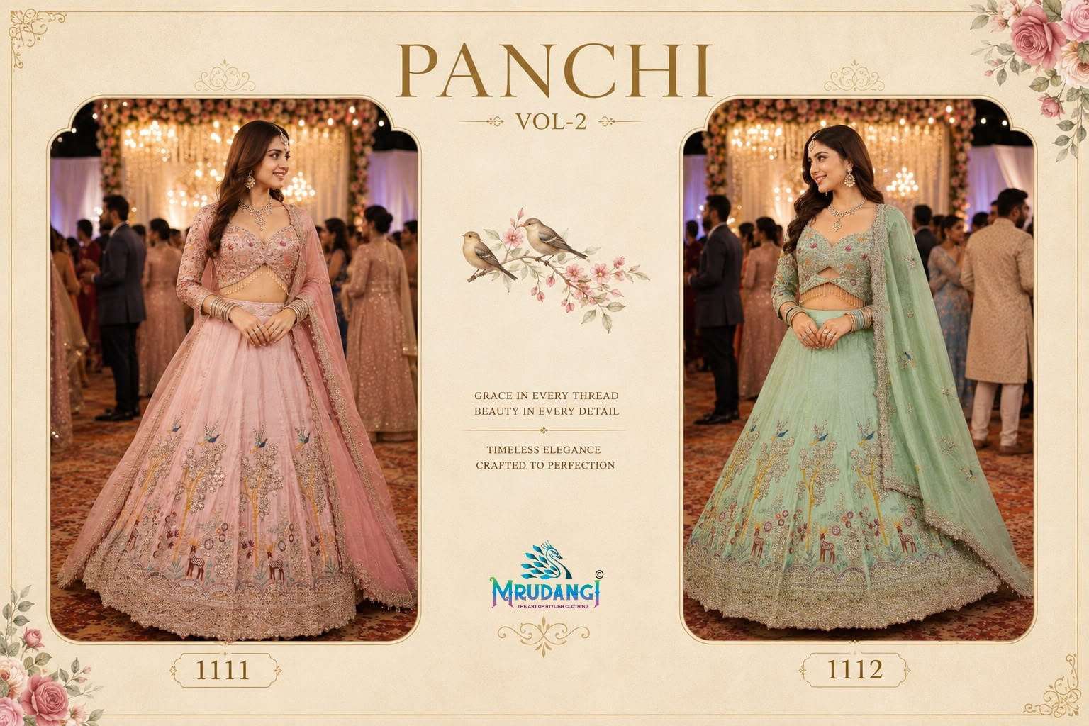 Mrudangi Panchi Vol-2 Premium Satin Lehenga - Amrah Wholesale