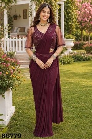 MRUDANGI PANKHUDI 6778–6780 Series Lycra Embroidered Stitched Saree Wholesale - Amrah Wholesale