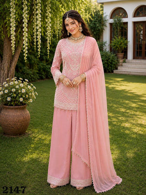 MRUDANGI PARAL Premium Georgette Heavy Embroidered Beads Work Pakistani Suit Set