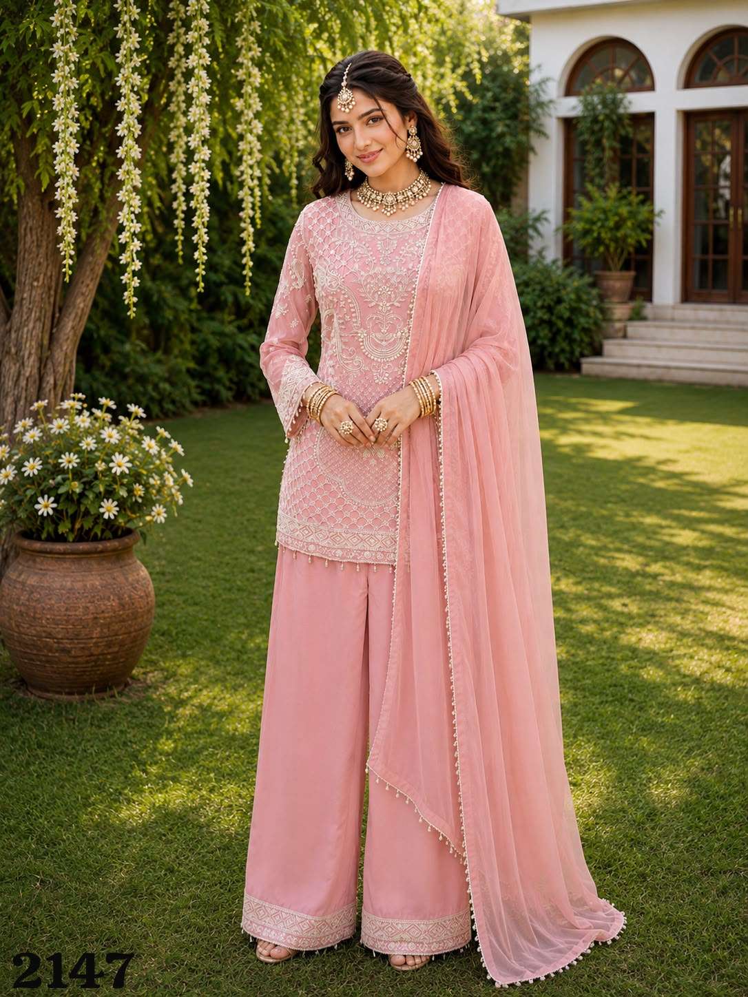 MRUDANGI PARAL Premium Georgette Heavy Embroidered Beads Work Pakistani Suit Set