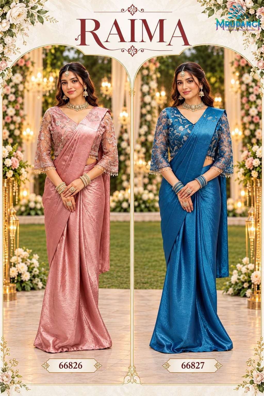 Mrudangi Raima Satin Crush Ready To Wear Saree