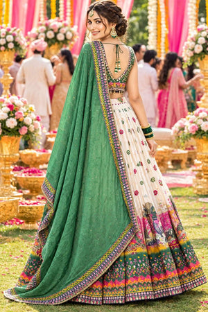 Mrudangi Rajiya Crepe Embroidered Hand Work Navratri Lehenga