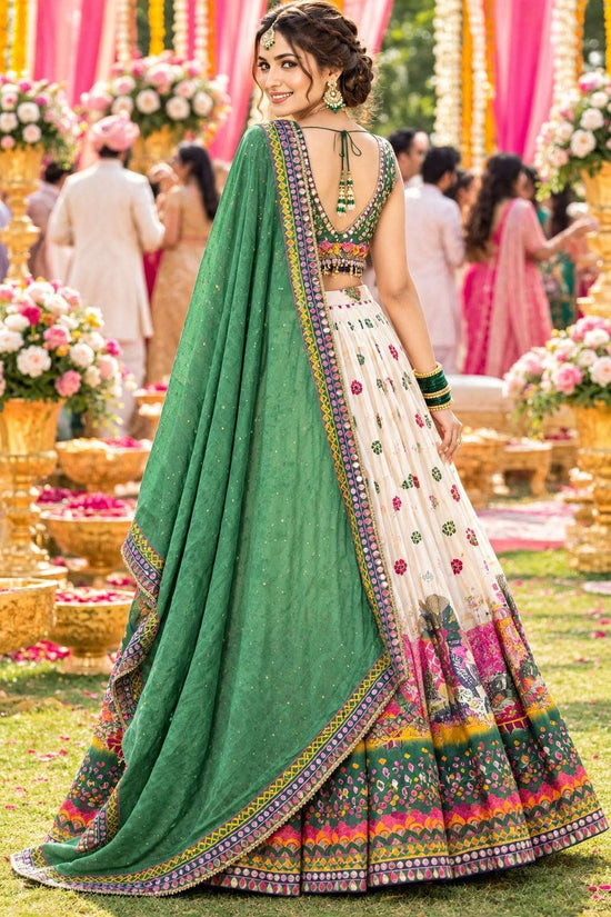 Mrudangi Rajiya Crepe Embroidered Hand Work Navratri Lehenga