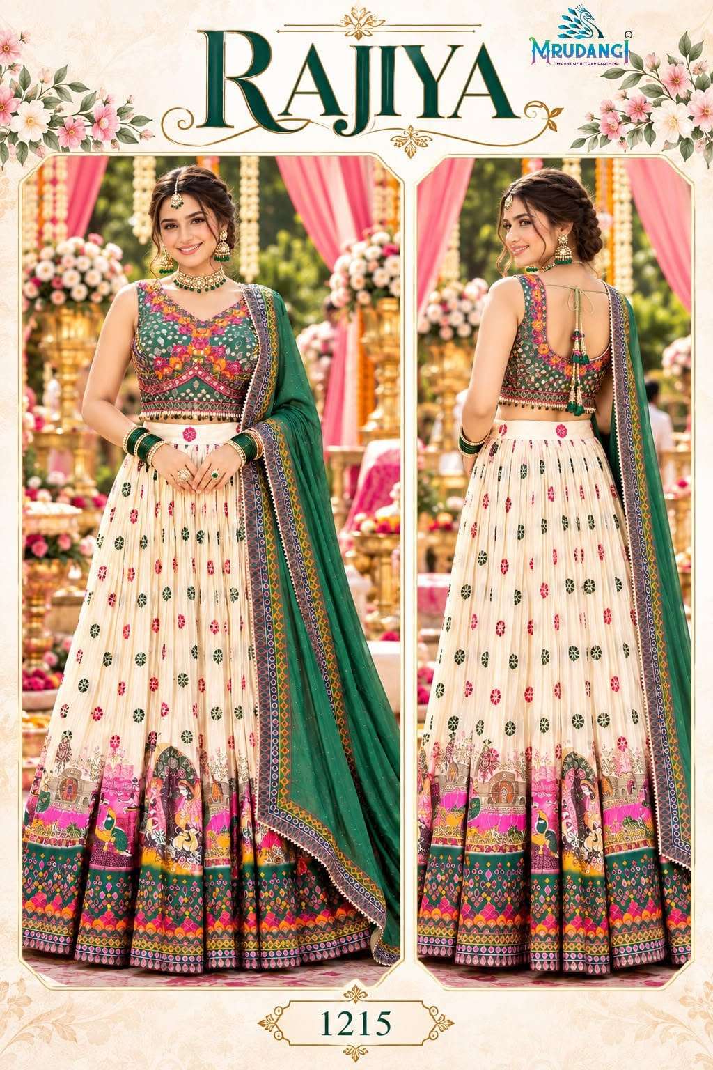 Mrudangi Rajiya Crepe Embroidered Hand Work Navratri Lehenga