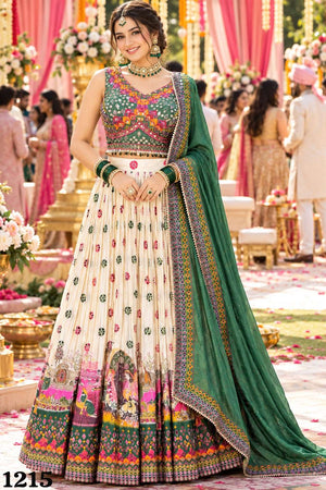 Mrudangi Rajiya Crepe Embroidered Hand Work Navratri Lehenga