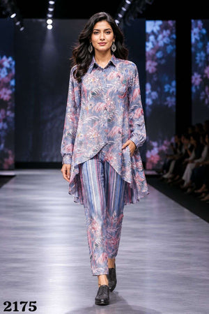 Mrudangi Rampwalk Premium Crepe Kurti Pant Set - Amrah Wholesale
