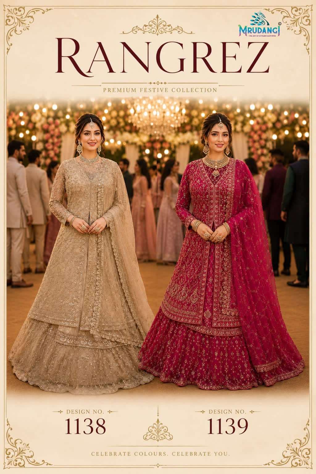 MRUDANGI RANGREZ Premium Viscose Tissue Embroidered Stitched Lehenga - Amrah Wholesale