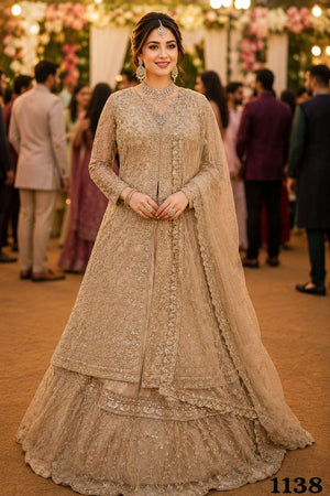 MRUDANGI RANGREZ Premium Viscose Tissue Embroidered Stitched Lehenga - Amrah Wholesale
