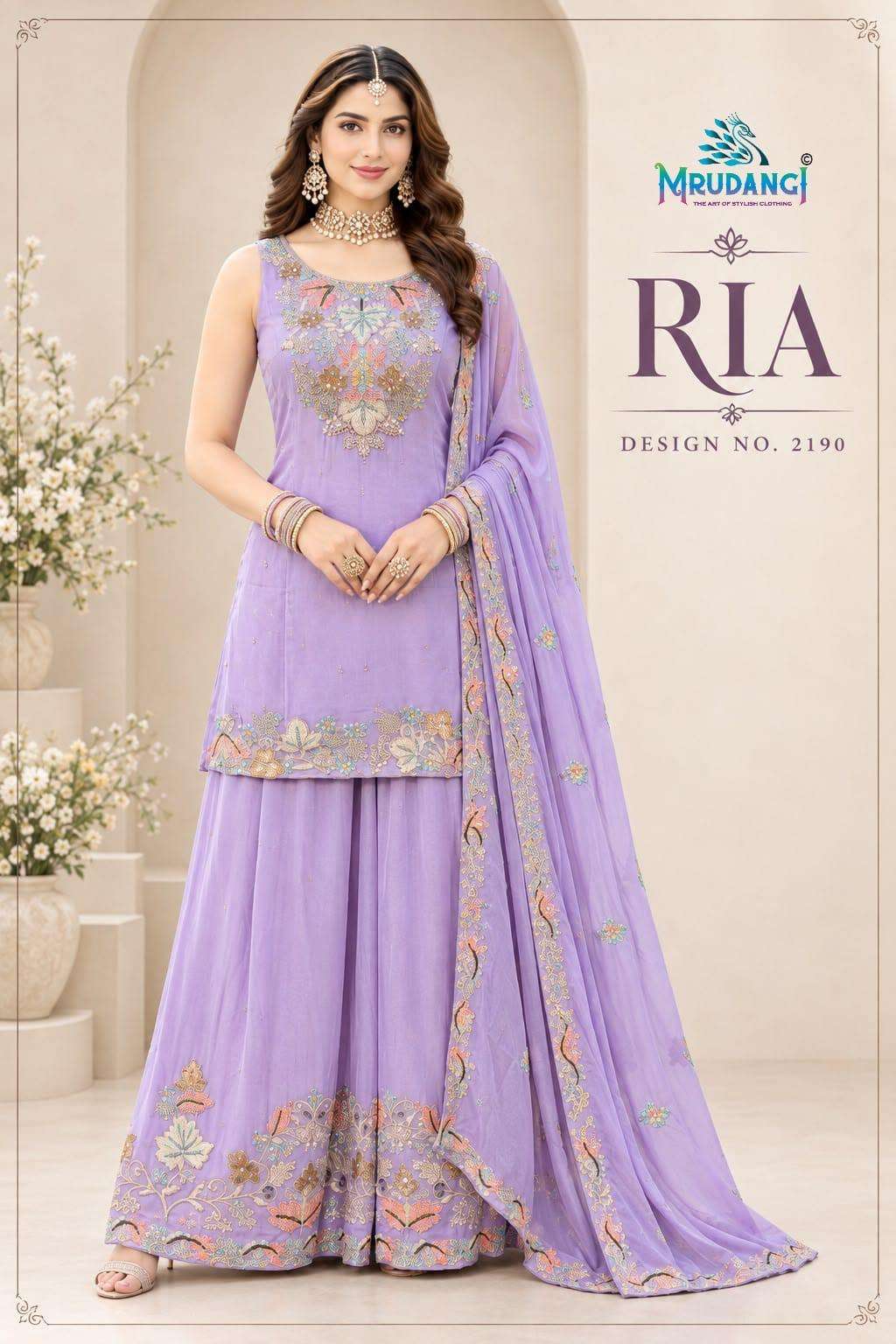 Mrudangi Ria 95 Viscose Chinon Hand Work Salwar Suit Set