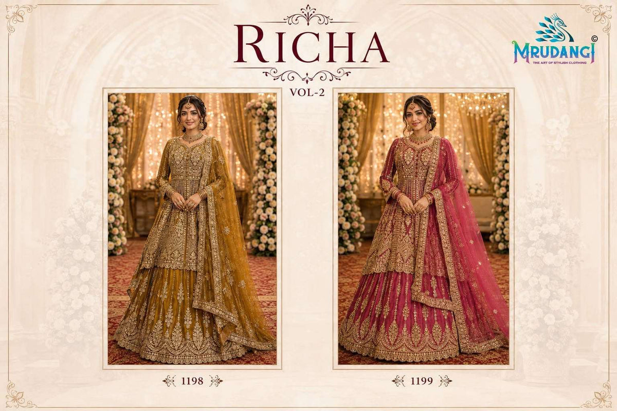 Mrudangi Richa Vol-2 Premium Net Embroidery Sequin Lehenga - Amrah Wholesale