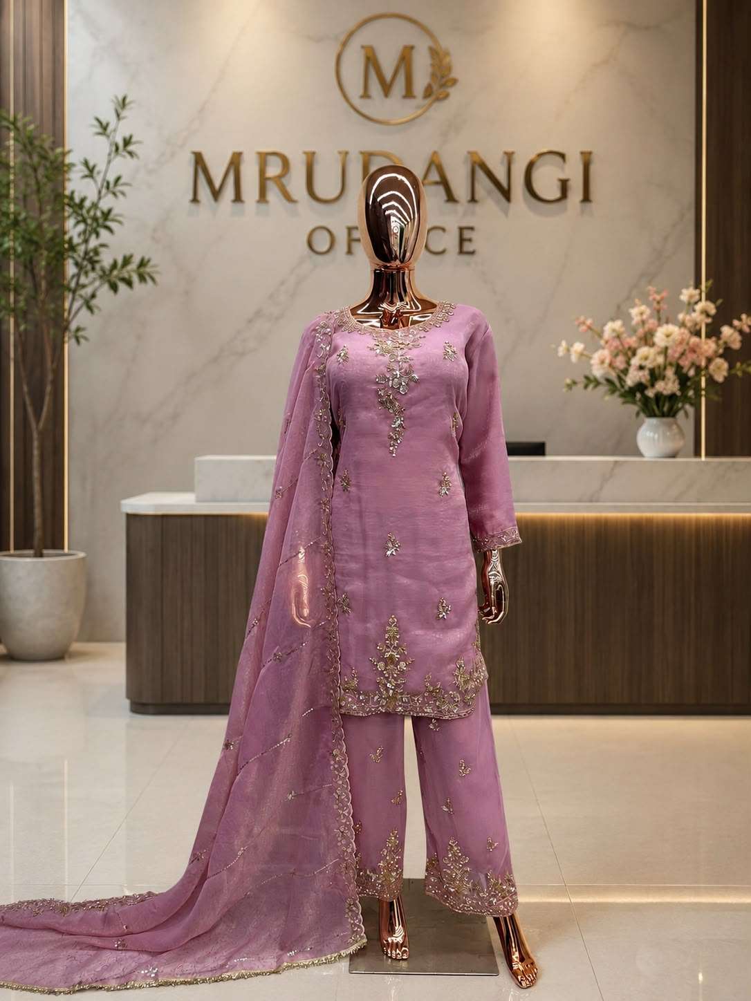 MRUDANGI RUHANIYAT Rose Gold Stitched Dresses