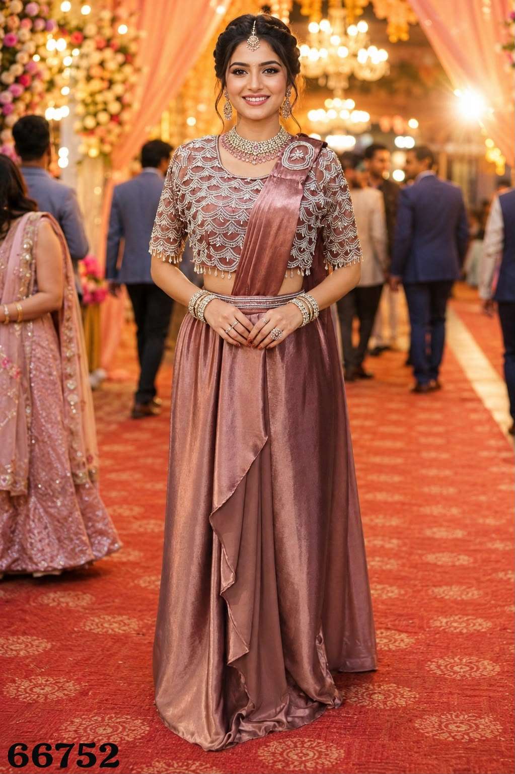 MRUDANGI Ruhi Premium Satin Crush Ready To Wear Saree