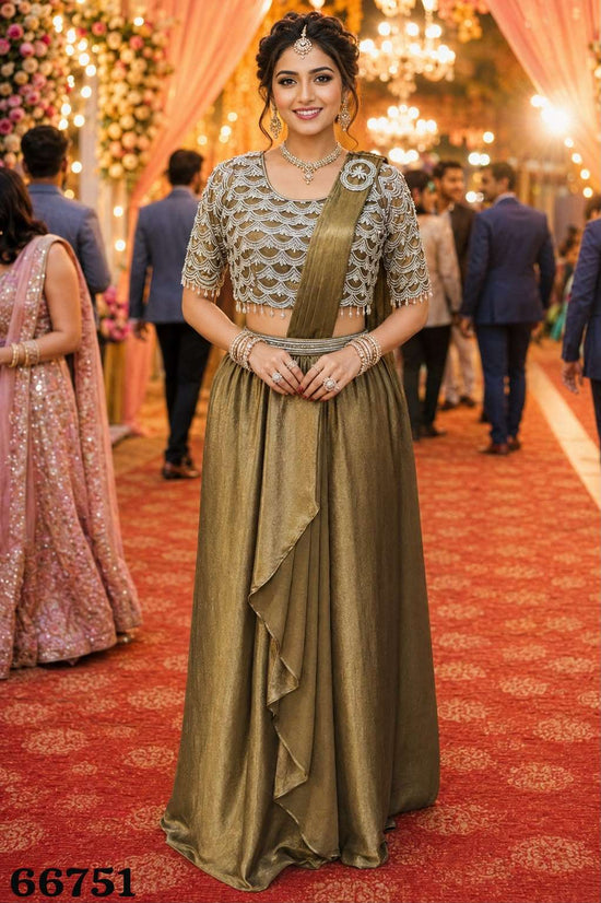 MRUDANGI Ruhi Premium Satin Crush Ready To Wear Saree