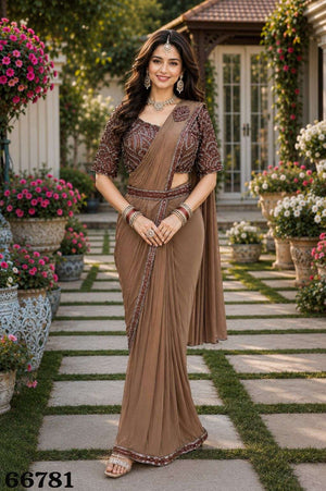 MRUDANGI SANVI 66781–66782 Series Lycra Embroidered Stitched Saree Wholesale - Amrah Wholesale